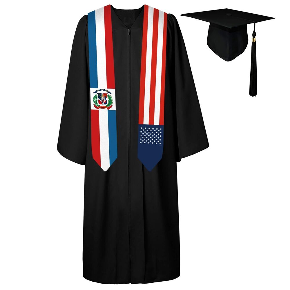 2245 72 Inch Dominican Republic Flag and USA Flag Graduation Sash Unisex